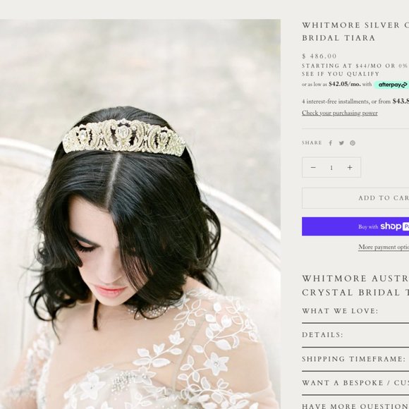 Eden Luxe Whitmore Tiara | Bridal Tiara main image 4